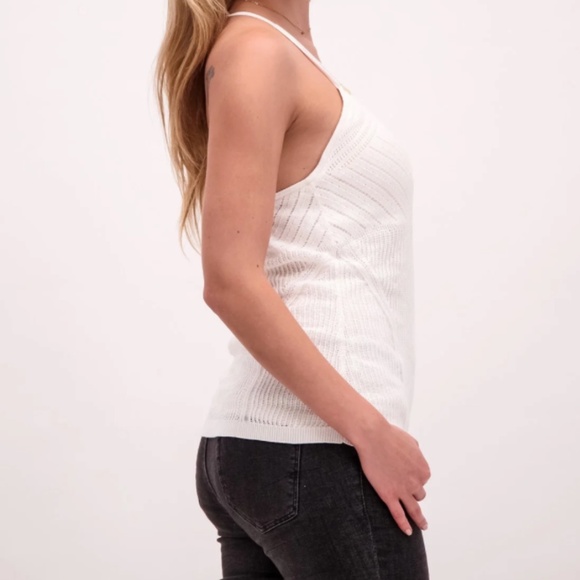 Guess  Women Sleeveless OPEN BACK Pointelle Knit Halter Top Cream M - Picture 6 of 17